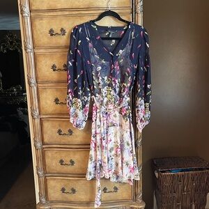 White House Black Market Multicolor Floral Long Sleeve Dress